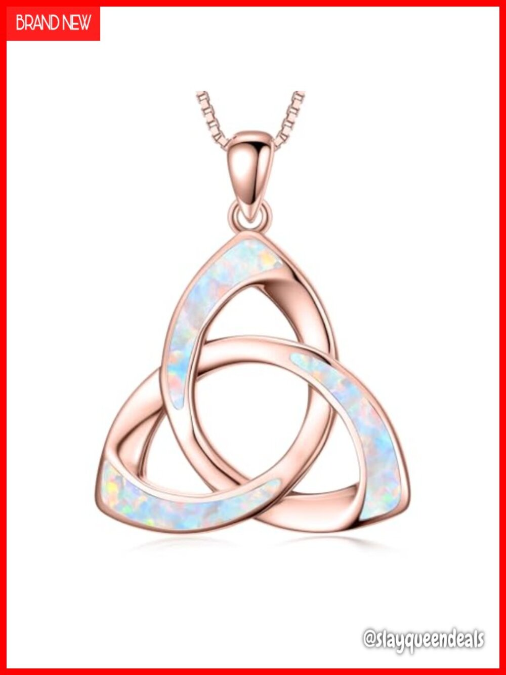 Celtic Knot Opal Pendant Necklace Rose Gold Tone Adjustable Women's Jewelry Gift